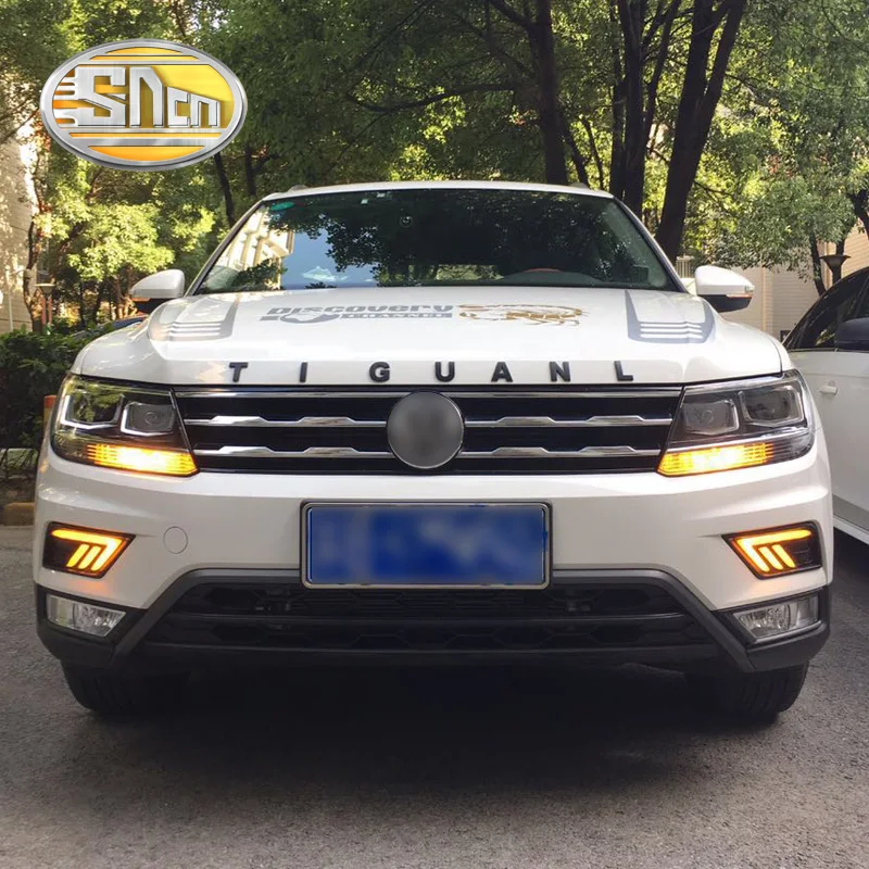 2 предмета в комплекте, для Volkswagen Tiguan отложным воротником желтый сигнал реле Водонепроницаемый 12В дневные ходовые огни лампы светодиодный дневной светильник SNCN