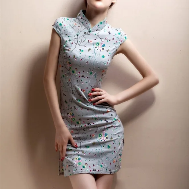 Женские льняные хлопковые Чонсам с изображением Шанхая Qipao платья плюс размер XXXL