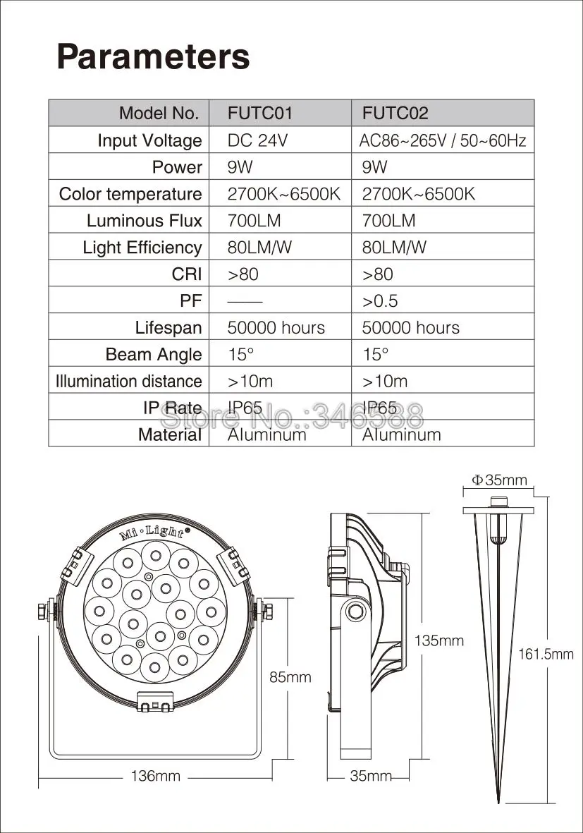 Mi. light 9 Вт RGB+ CCT светодиодный свет сада FUTC02 IP65 Водонепроницаемый Наружное освещение AC110V 220 V& 2,4G Беспроводной пультом дистанционного управления и Вай-Фай совместимый
