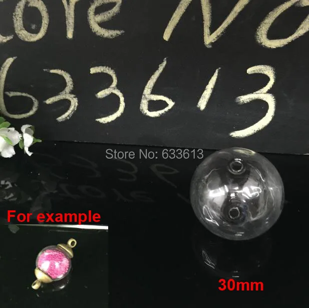 100pcs/lot 30mm empty round glass globes balls bubble with 3mm 2 hole miniature vial pandent fashion DIY accessory | Украшения и