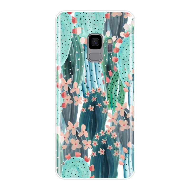 Чехол для телефона samsung Galaxy S5 S6 S7 Edge S8 S9 Plus Цветок кактуса цветочный силиконовый мягкий чехол для samsung Note 4 5 8 9