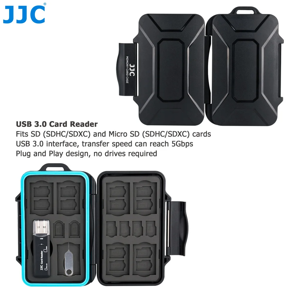 JJC MCR-STS27 чехол для карты памяти жесткий чехол может хранить SD x 7, TF x 16, Micro SIM x 2, Nano SIM x 2 для карт Canon/Nikon/Sonyi/Olympus
