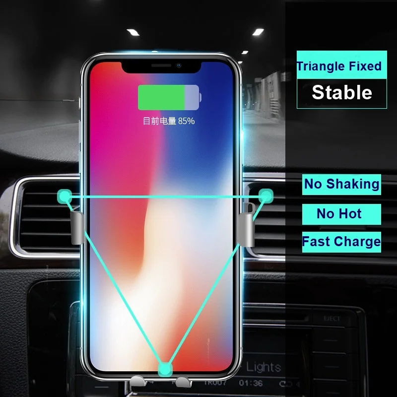 Tongdaytech 10 Вт автомобильное Qi Беспроводное зарядное устройство для Iphone 8 X XS MAX держатель телефона на вентиляции быстрое зарядное устройство для samsung S9 S10 Plus