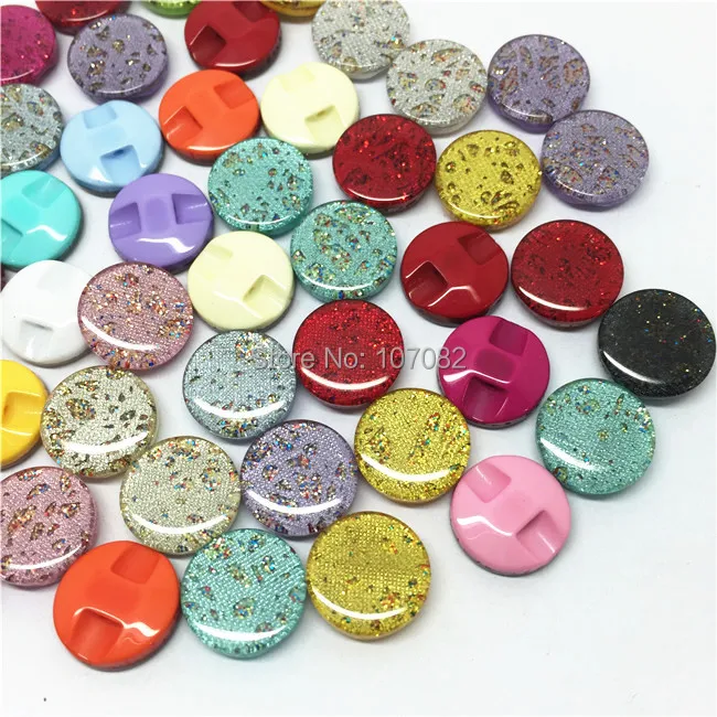 200pcs 13mm Mixed Glitter Sparkly Buttons Resin Dress Button Sewing Accessories For Scrapbooking Cardmaking | Дом и сад