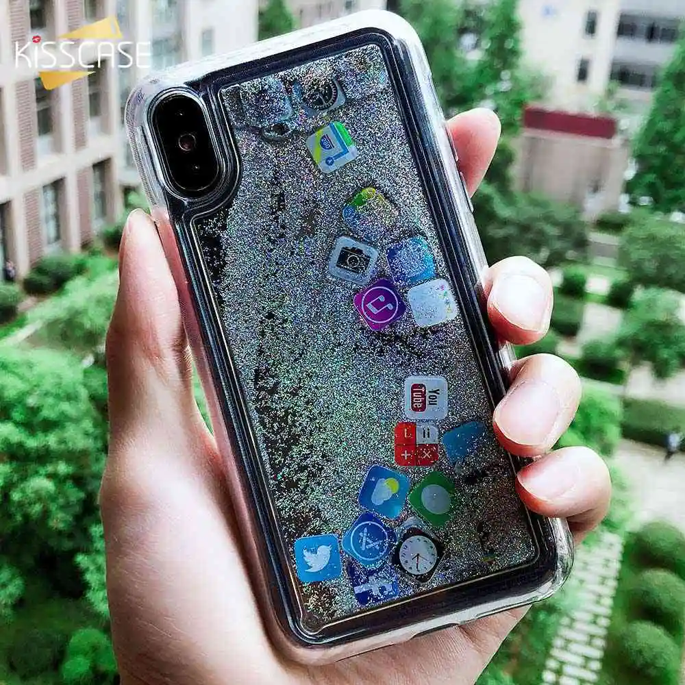 KISSCASE Quicksand Phone Case For iPhone 7 8 X XS MAX XR 6 6S Plus Glitter Liquid Hard PC Coque |