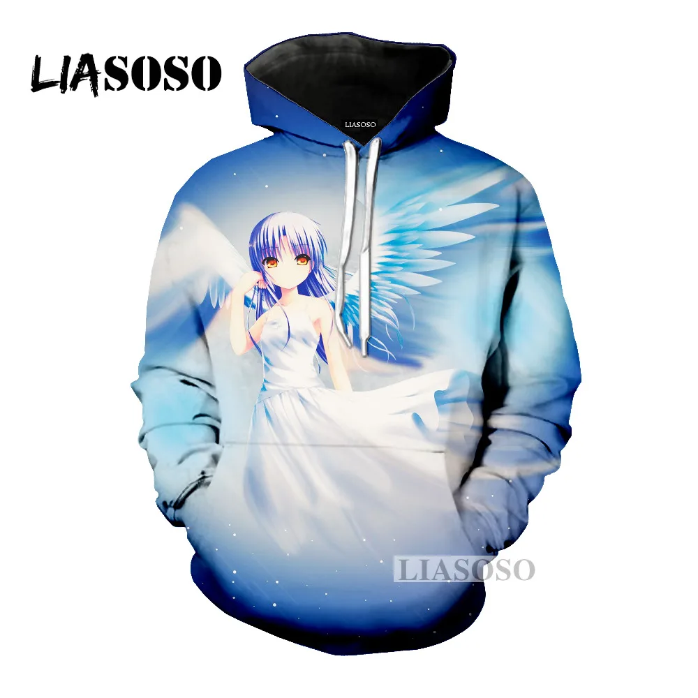 LIASOSO Последняя мода толстовка с капюшоном аниме Ангел Beats для мужчин и женщин 3D