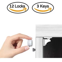 child protection magnetic lock safety baby door striker magnet locks commonly used cabinet drawer household rooms 4locks1key