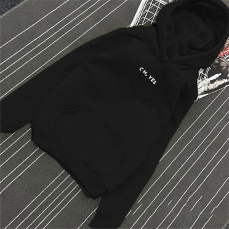 2017 Autumn Winter Women Hoodies Sweatshirts korean Fleece Oh Yes Letter Harajuku Women's Tracksuit Thick Loose Pullover Top 743 | Женская