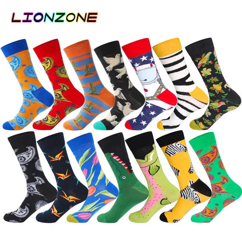 LIONZONE мужские забавные носки Покемон животные растения Цветочный Тотем Высокое