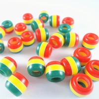 1012mm 5mm hole rasta style red yellow green large hole round stripe resin ball diy beads for making necklace bracelets beads