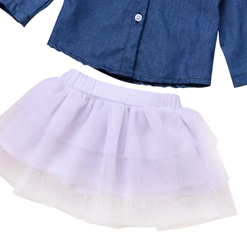 Комплект из 3 предметов для маленьких девочек джинсовая рубашка с длинными