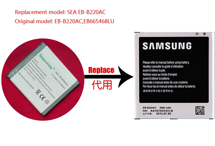 Оптовая продажа 10 шт партия EB B220AC батареи для SAMSUNG galaxy grand 2 SM G7102 7106 7108V G710L G710S|lot
