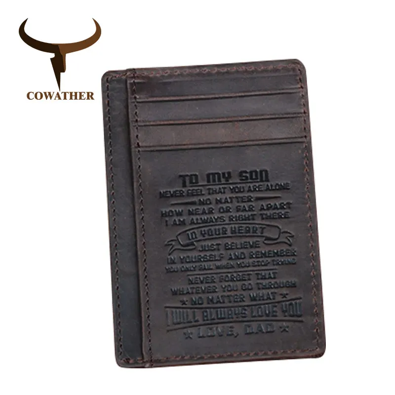 

COWATHER top quality cow genuine leather card holder wallets for men 100% cowhide fashion design male credit card purse