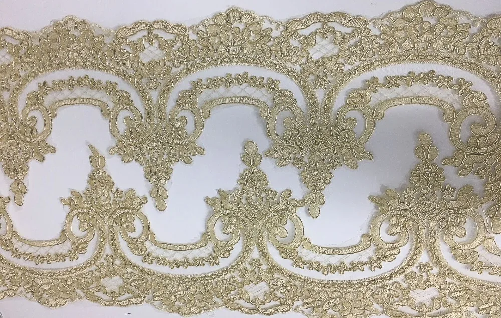 

LASUI 2yards=1lot hight quality organza lace gold wide19cm for wedding dress DIY curtain accessories