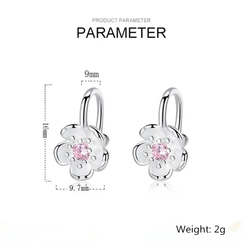 Женские серьги клипсы с цветком вишни эффектные украшения SAE15|Серьги-клипсы| |