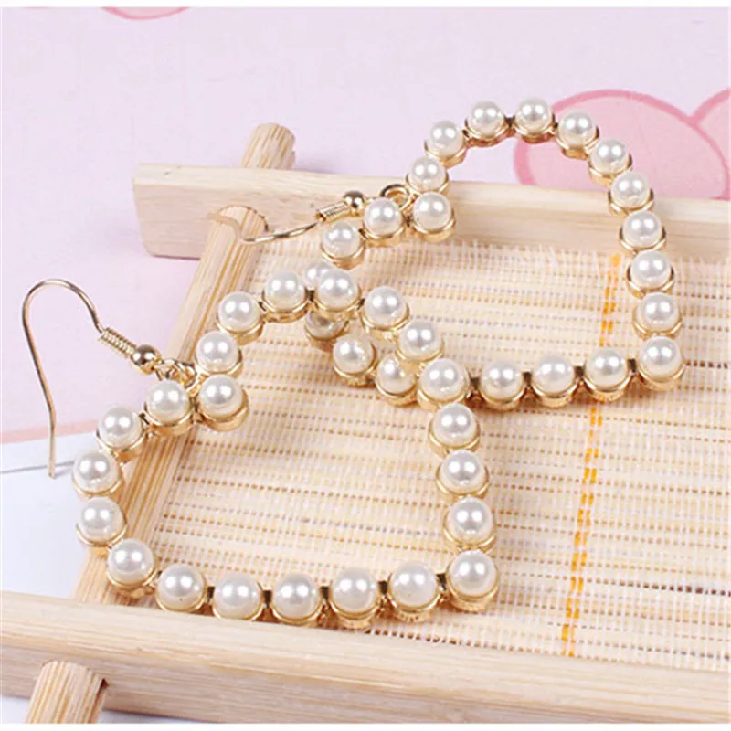 free shipping fashion women New Jewelry wholesale Pearl hollow peach heart earrings for | Украшения и аксессуары