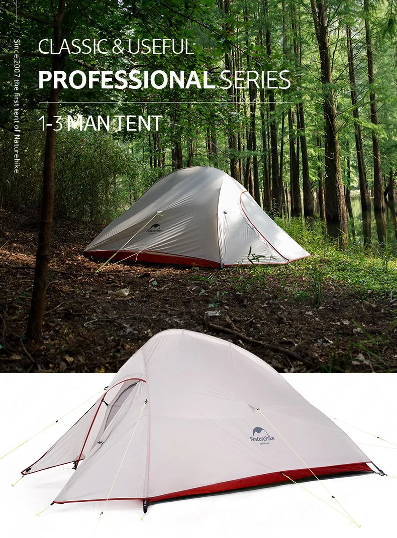 Naturehike палатка обновления CloudUp серии 2 человек 20D силиконовый двухслойный алюминиевый полюс Сверхлегкий Палатка NH17T001-T