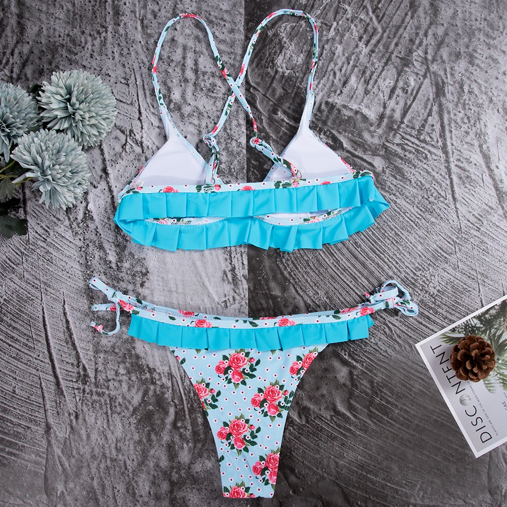 Misshow 2019 Сексуальный Бандаж с цветочным принтом maillot de bain Холтер купальный костюм