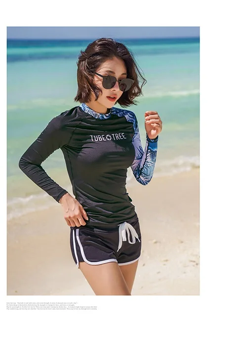 Ladies 2 piece set Новинка, Рашгард, для мужчин и женщин, 2 предмета, рубашка с длинным рукавом, шорты, черные, для пар, купальники, для серфинга, купальники, Рашгард, гидрокостюмы - Цвет: Ladies 2 piece set