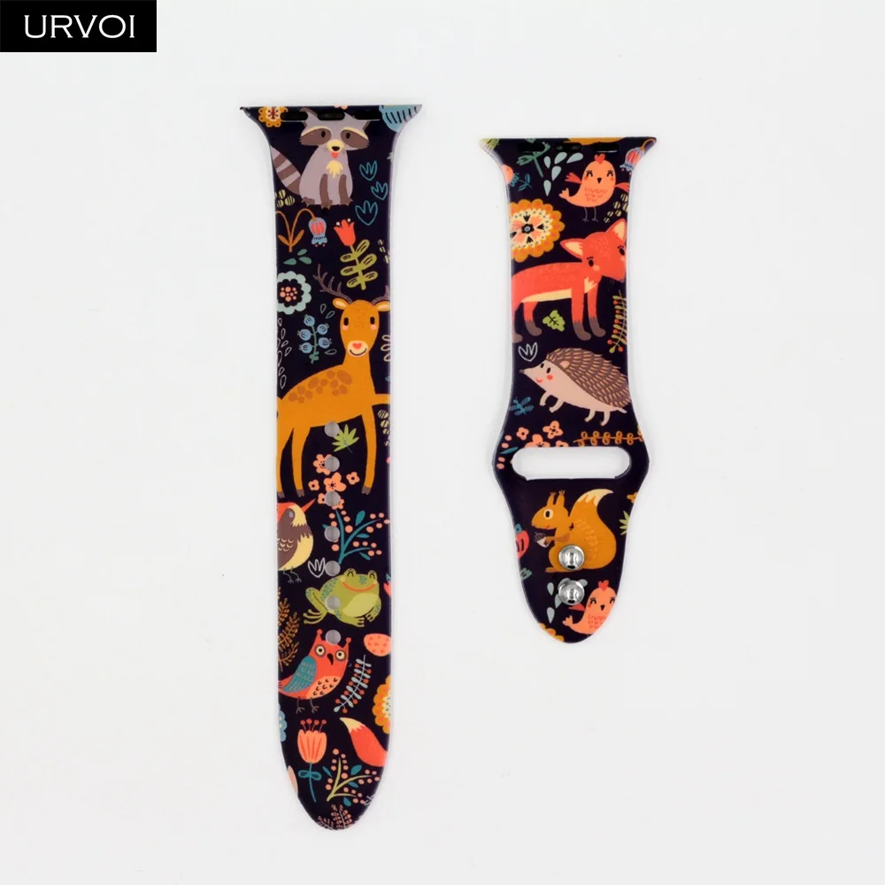 Style Q URVOI силиконовый ремешок для apple watch спортивный ремешок для iWatch apple watch Series 5 4 3 2 1 Замена Фламинго леопарда 40 мм 44 мм - Цвет ремешка: Style Q
