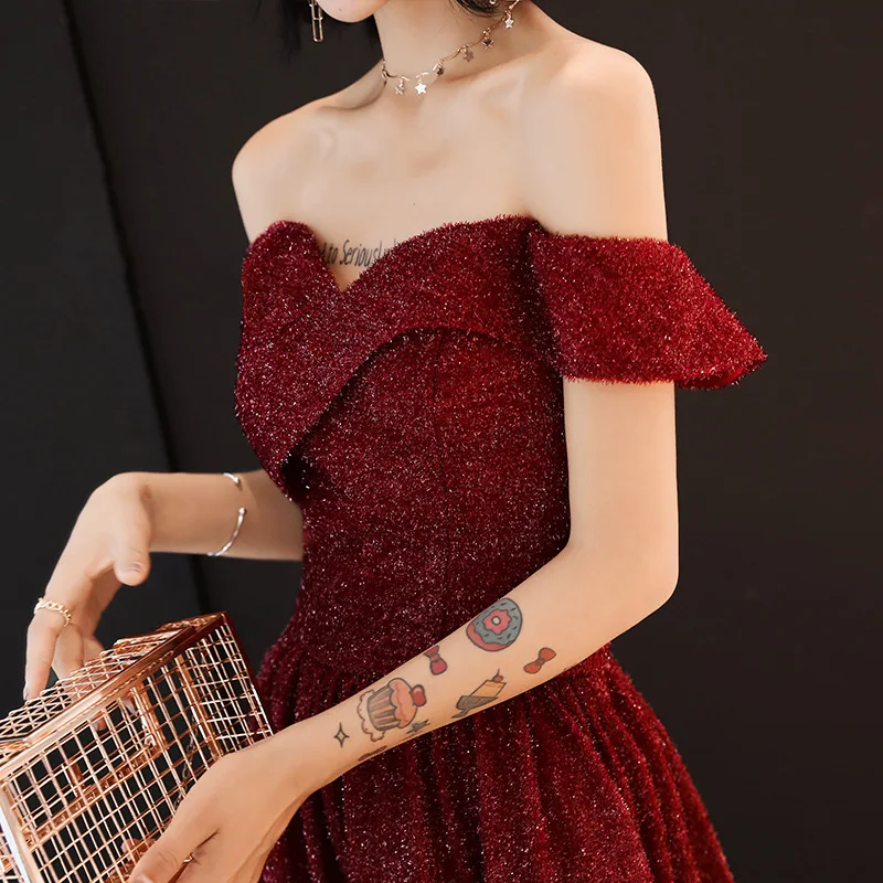 Beauty Emily сексуальное вечернее платье с вырезом лодочкой открытыми плечами
