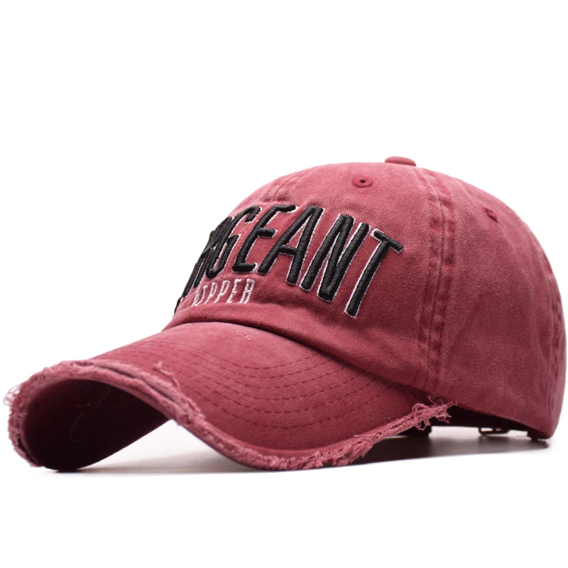 Высокое качество промывают Бейсбол Кепки 100% хлопок Snapback сержант вышивка шляпа