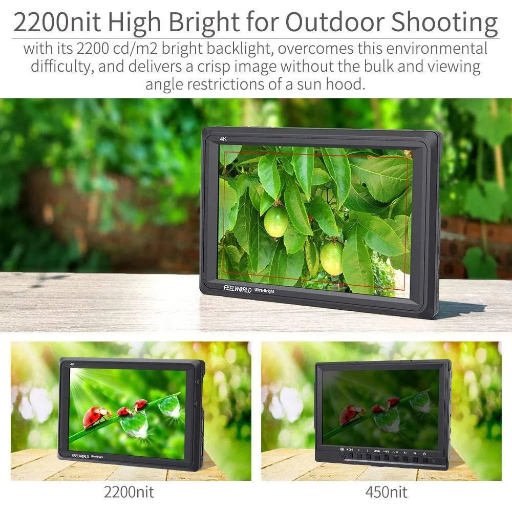 FEELWORLD FW279S 7 дюймов IPS 2200 нит 3G SDI 4K HDMI Камера полевой монитор 1920X1200 DSLR для съемки