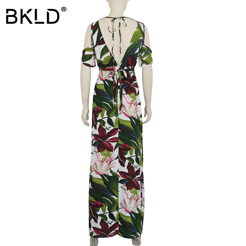 BKLD 2018 новое летнее богемное длинное вечернее платье макси с цветочным принтом