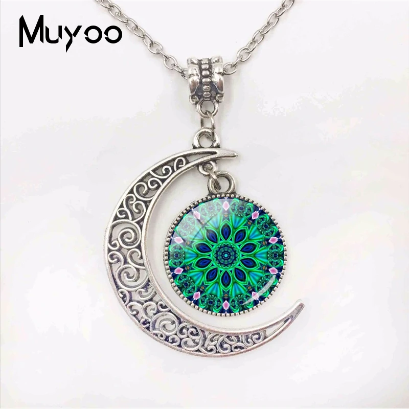 Новинка 2019 модное ожерелье с красивой мандалой цветами и луной Ювелирное