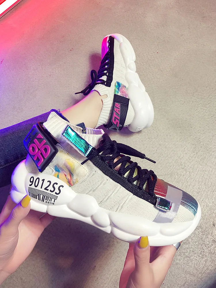 Женская обувь в европейском и американском стиле Дышащие носки 2019 г. весенне