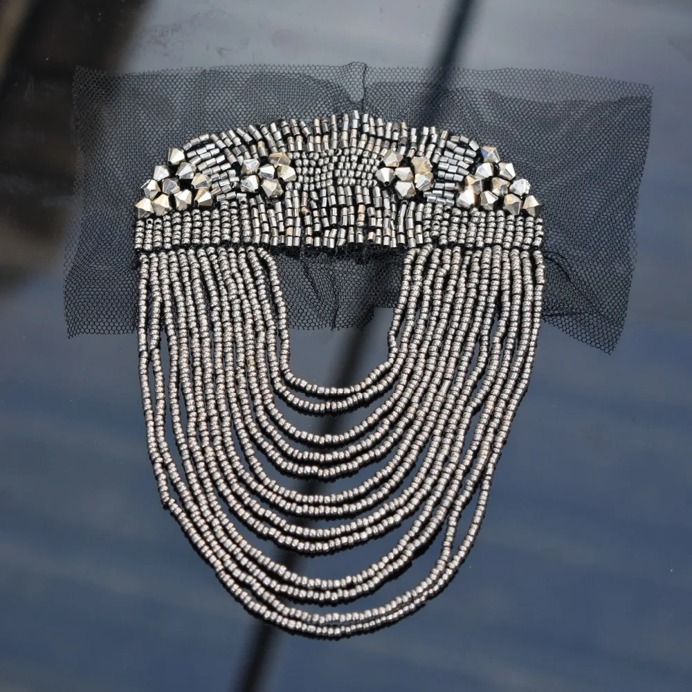 

Manual Beads flower tassels shoulder board applique collar patch tassel epaulets shoulder flower DIY