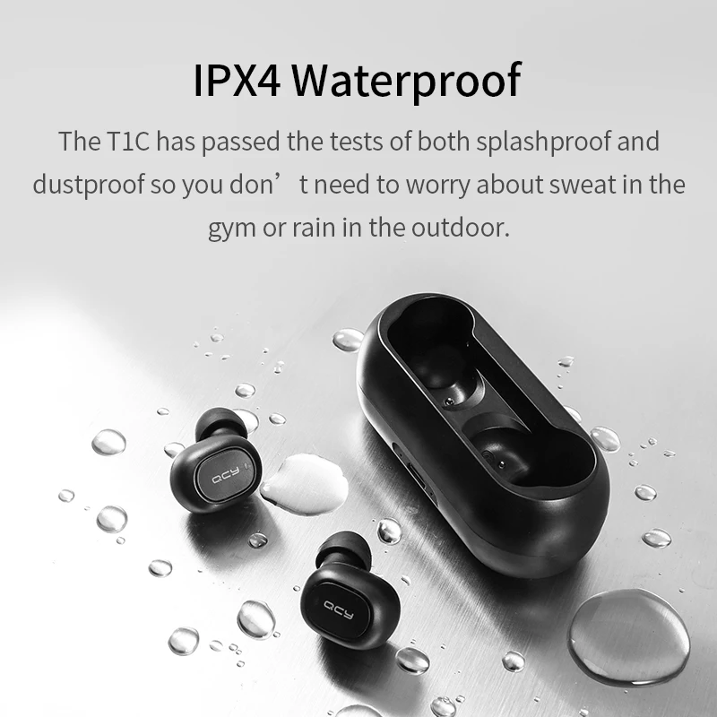 QCY QS1 T1C наушники Bluetooth V5.0 Гарнитура 3D стерео Спортивные Беспроводные с двойным
