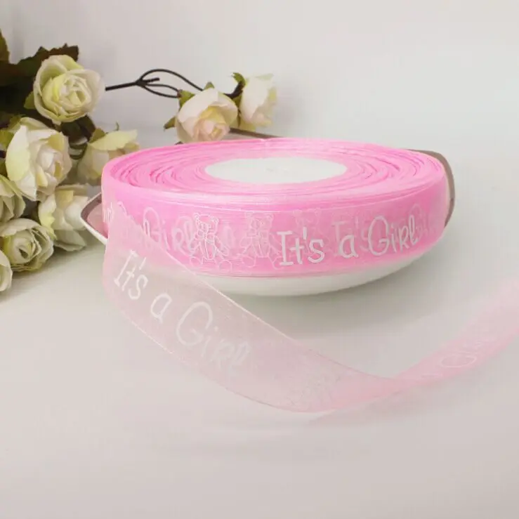 25 мм * 100 ярдов для детского душа мальчиков и девочек шелковая лента атласная