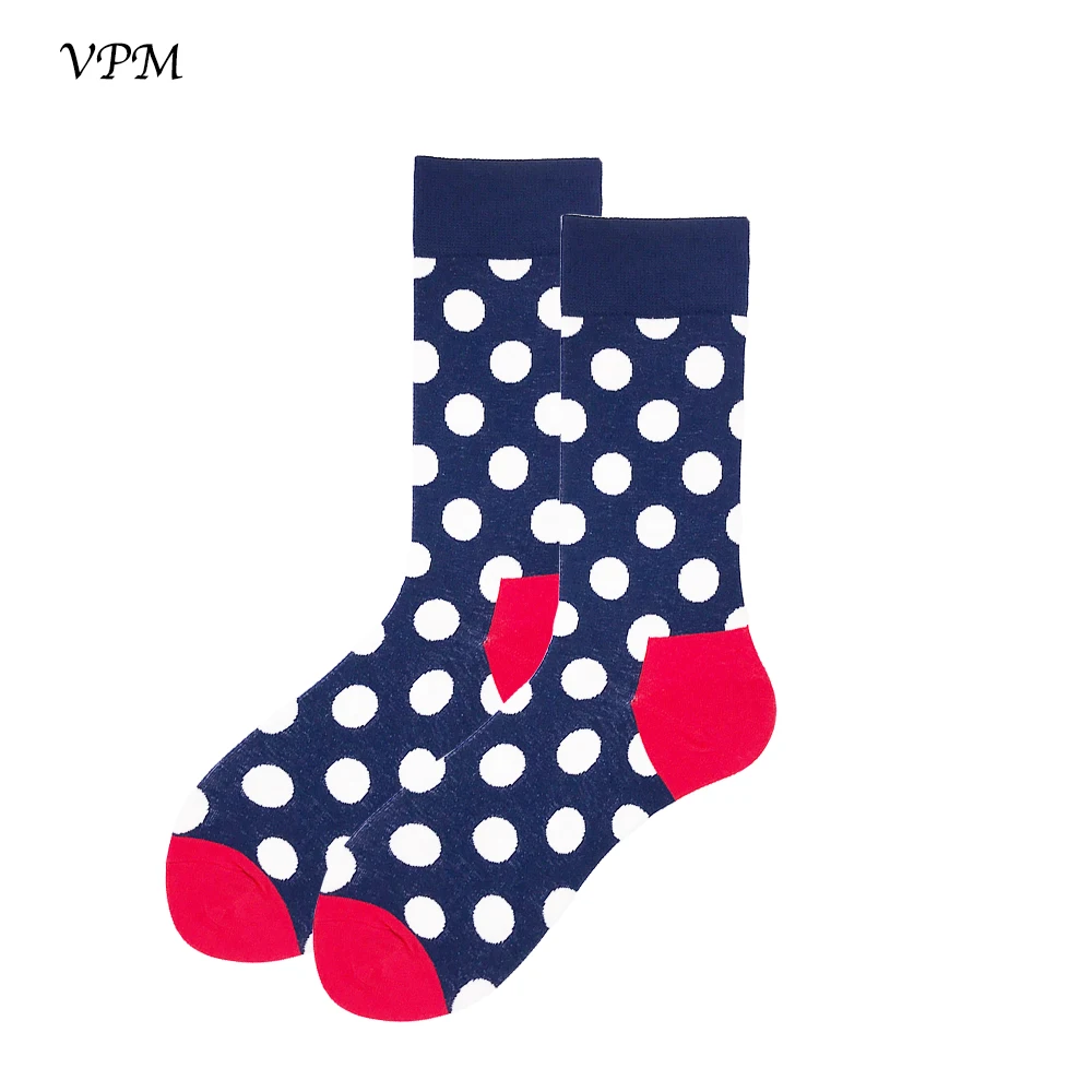 Носки VPM Haeajuku мужские 85% хлопок черные белые в горошек носки для катания на