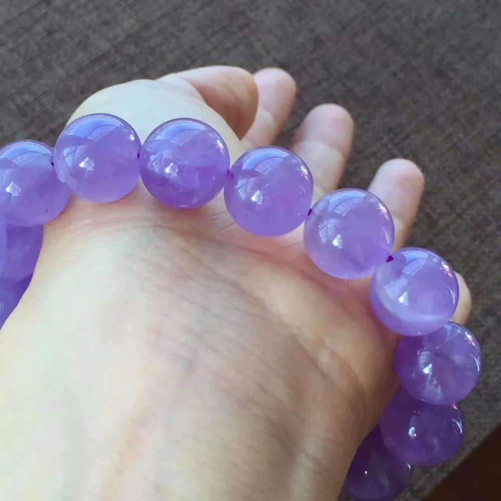 

13.5mm Natural Lavender Amethyst Quartz Crystal Round Beads Bracelet AAAA