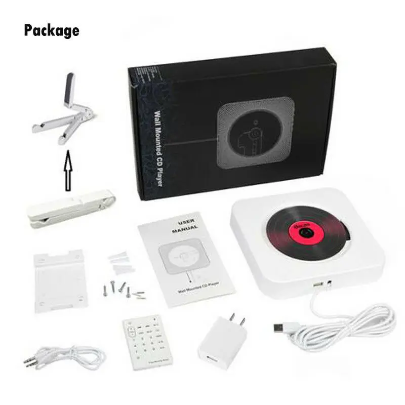 Великобритания настенный CD-плеер Домашний fm-радио Bluetooth MP3 музыкальный плеер Пульт дистанционного управления Встроенный двойной режим для iPhone samsung