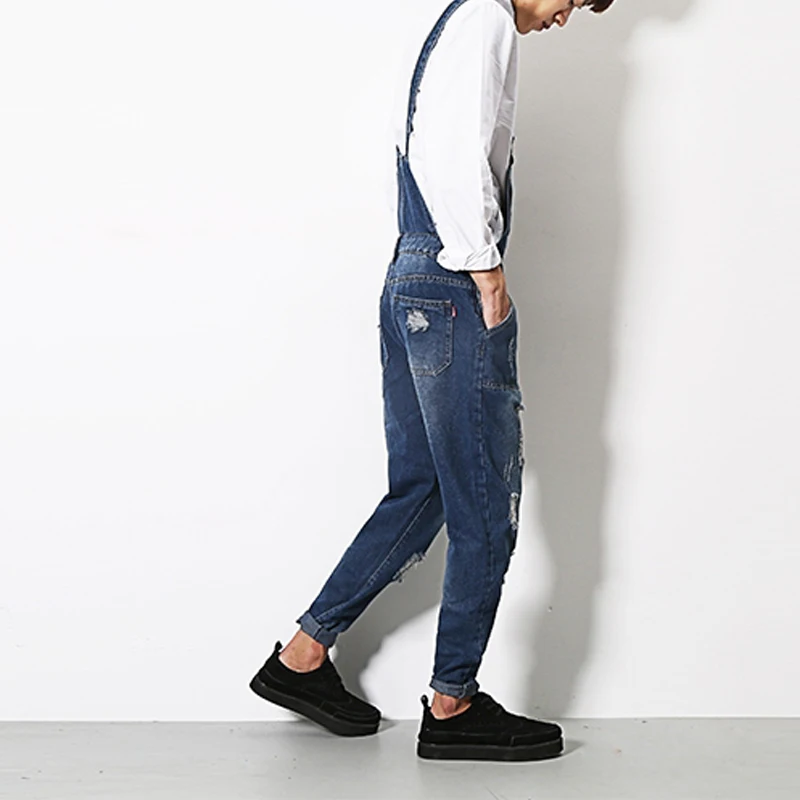 Мужская Мода Комбинезоны для девочек Брюки Slim Fit джинсовые штаны Мотобрюки