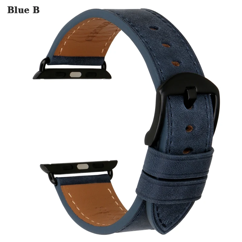 MAIKES качественный кожаный ремешок для часов Apple Watch Band 44 мм 40 мм серия 4 3 2 1 все модели iWatch Band 42 мм 38 мм ремешки для часов - Цвет ремешка: Blue B