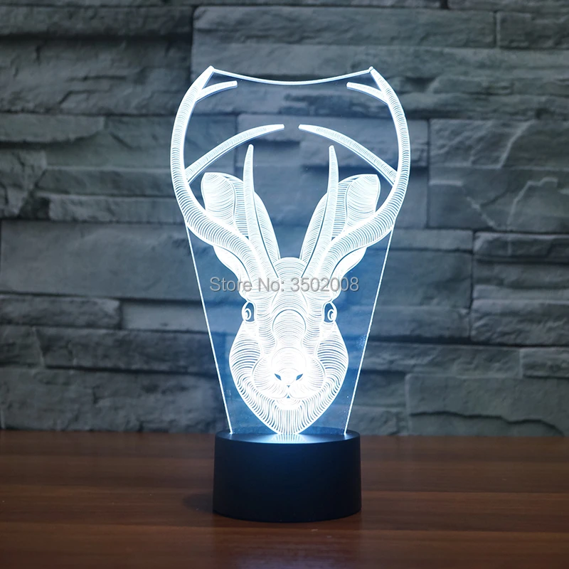 Милый мультфильм лося Форма LED Многоцветный волшебный ночник USB кабель как Дети