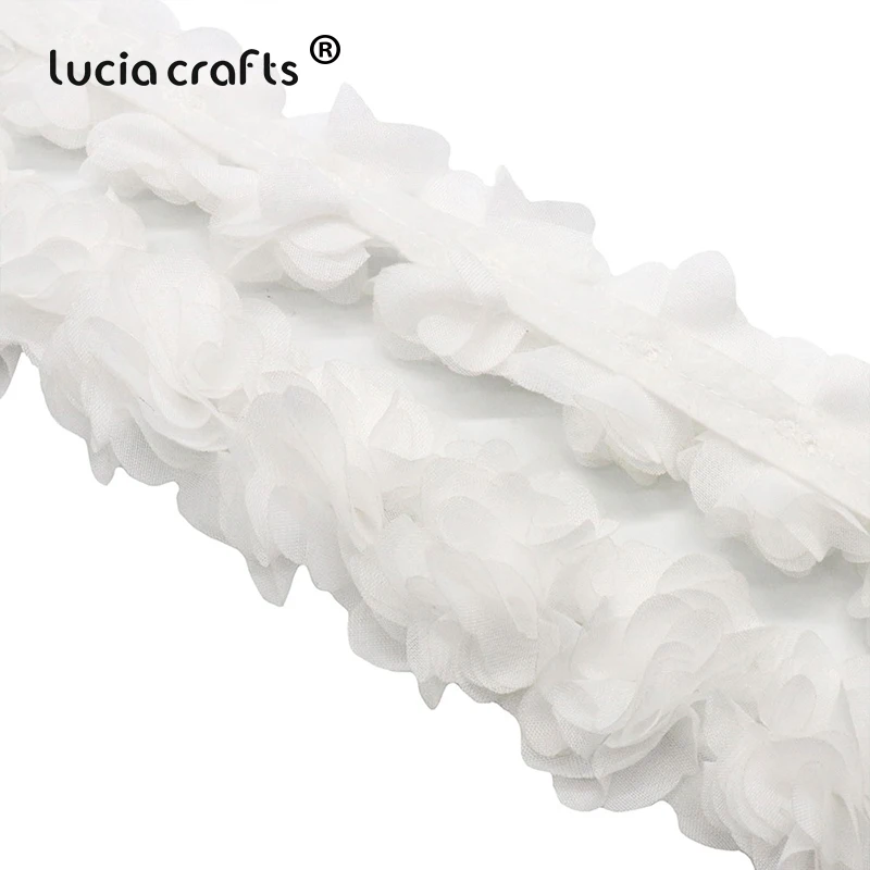 Lucia Crafts 1 ярд/партия кружевная ткань 10 цветов Цветочная отделка полиэфирная лента