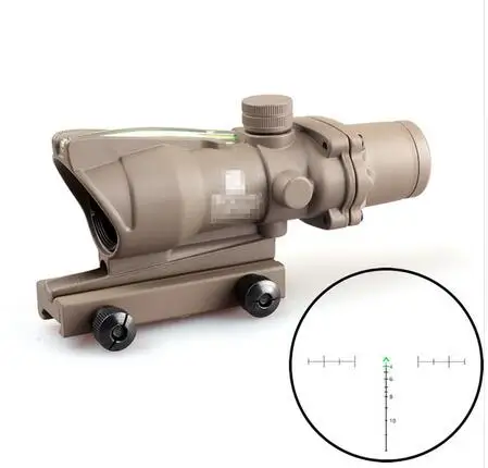 Tan 4x32 green light Ohhunt охотничий ACOG 4X32 оптика из настоящего волокна шеврон BDC Сетка Красный Зеленый с подсветкой прицел для винтовки. 223. 308 Калибр - Цвет: Tan 4x32 green light