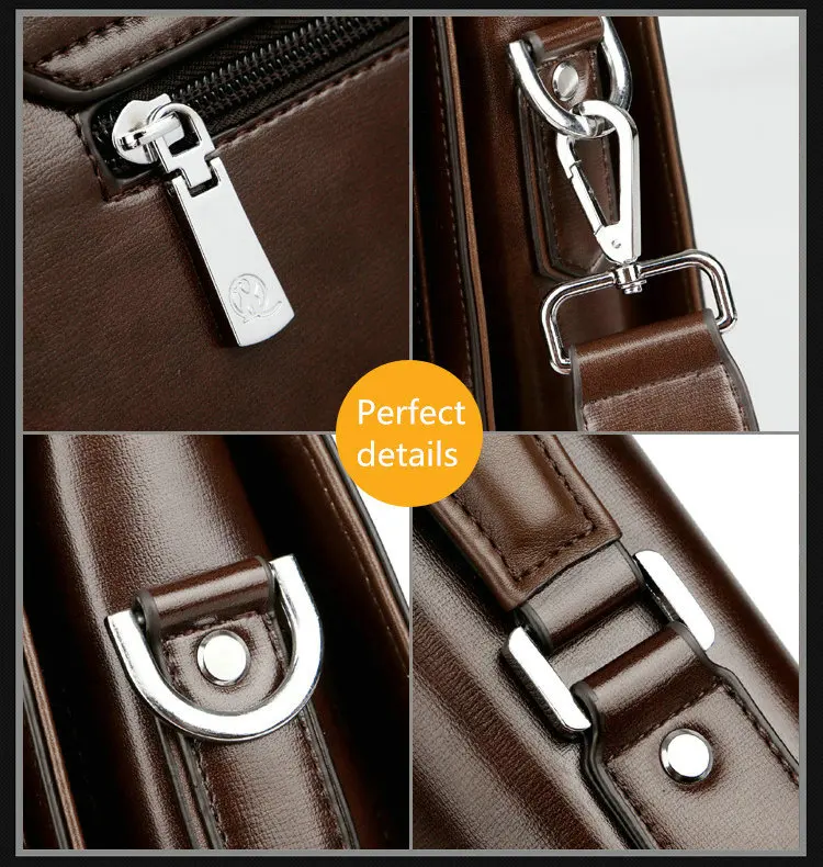 Business Men's Bag Large Capacity Cowhide Leather briefcase Horizon Password Lock Shoulder Messenger Bag