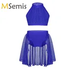 Детское балетное платье для девочек, платье для латиноамериканских танцев, гимнастического трико, укороченный топ с низом для празднования духа