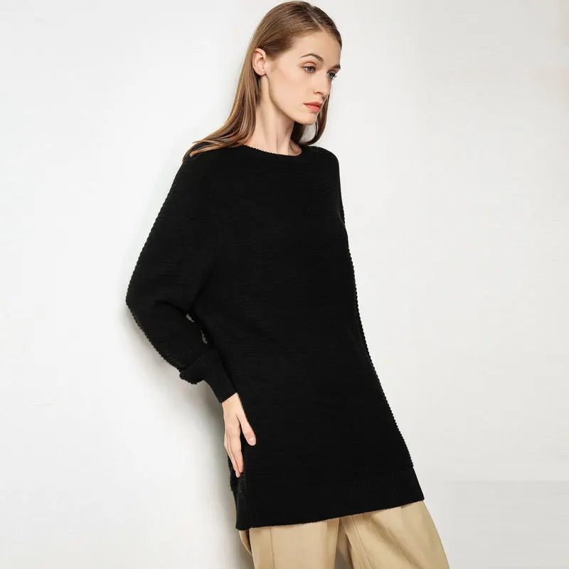 Women Loose Woolen Sweater Dress knitted sweater dress women Elegant pull knit winter 2018 autumn jumper vintage pullover | Женская