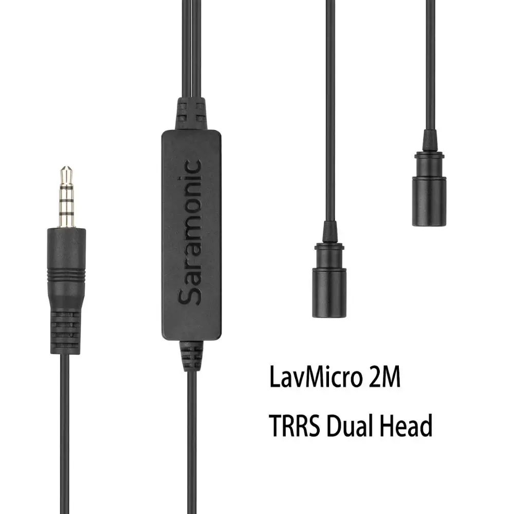 LavMicro 2M Saramonic LavMicro+ DC качество вещания петличный микрофон с контролем и входным управлением для компьютера тип-c IOS смартфон камера - Цвет: LavMicro 2M