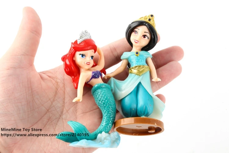 DISNEY Princess Белоснежка Рапунцель Жасмин Think bell Bella Ariel 9 см 6 шт./компл. фигурка аниме