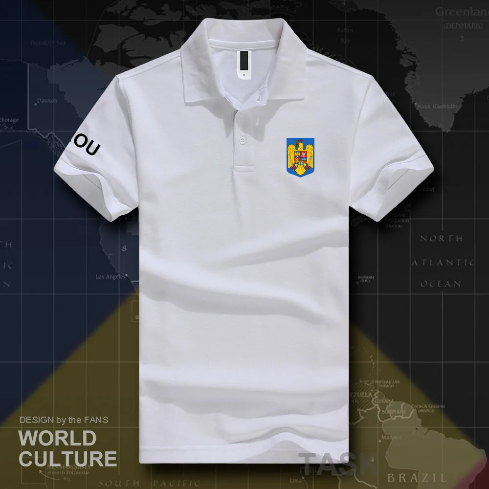 Румынские рубашки поло ROU для мужчин с коротким рукавом белые бренды принтом