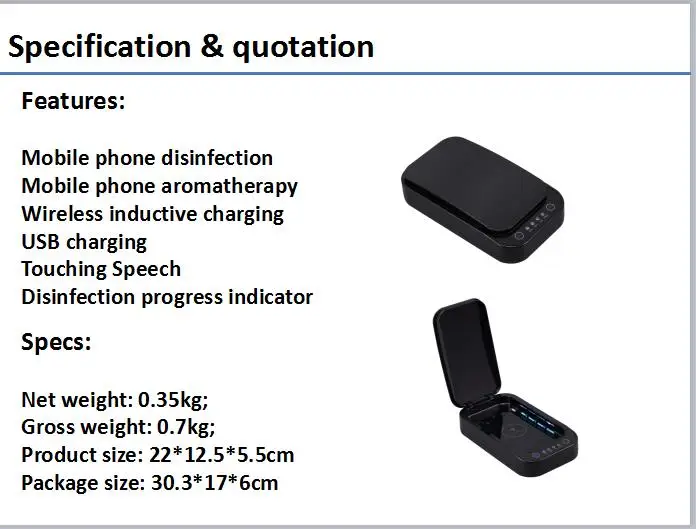 MS07 смартфон дезинфекции стерилизатор с USB/Беспроводной индуктивной зарядки УФ Sanitizer Disinfector Touch речи для мобильного телефона