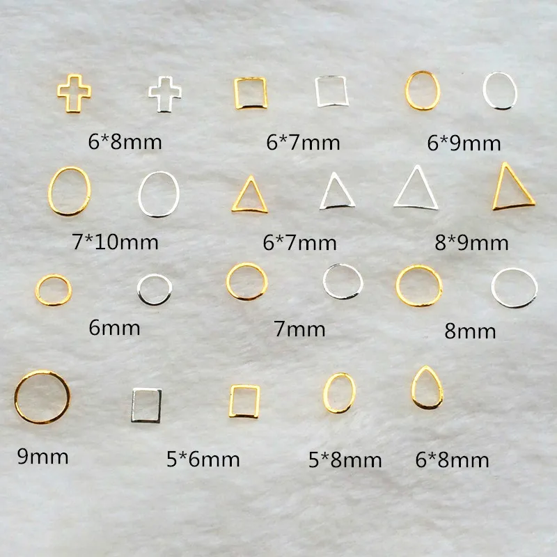 10 шт./лот золотые и серебряные полые квадратные круглые треугольные рамки из