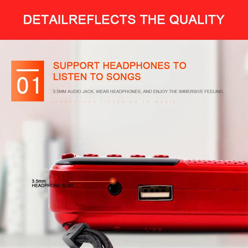 Museeq W-043CC мини Портативный радио Ручной цифровой FM USB TF MP3 плеер Динамик